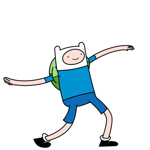 the background continues to strobe between light and dark mode automatically while a gif of finn the human from adventure time dancing overlays the page