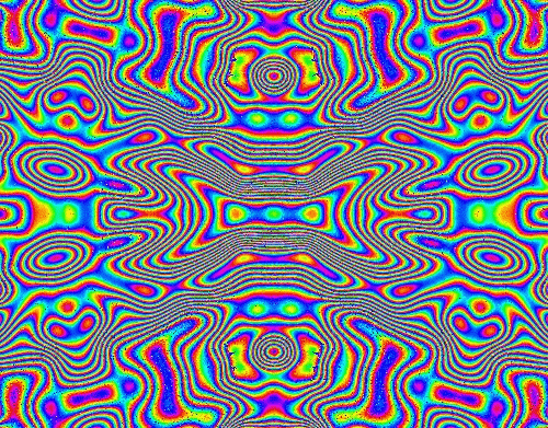 a trippy animated overlay fades in, stays for 5 seconds, and then fades out